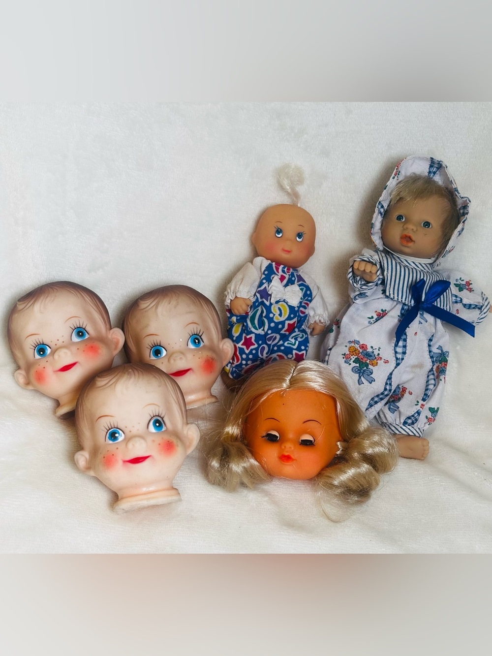 Cititoy Baby Dolls 1994 Vintage 2 Cititoy Doll & 4 Heads creepy Halloween scary